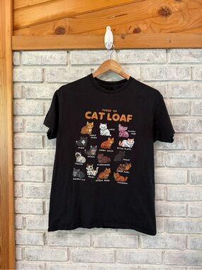 Black 'Types of Cat Loaf' Graphic Tee for Cats & Cat Lovers